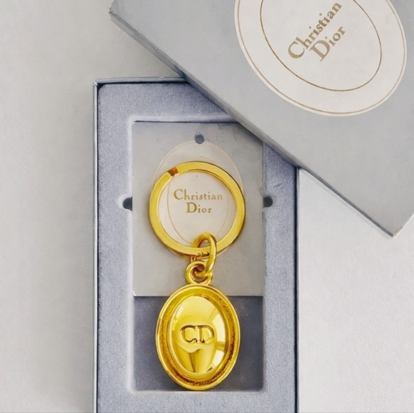 Dior CD Logo Gold-tone Bag Charm Key Holder